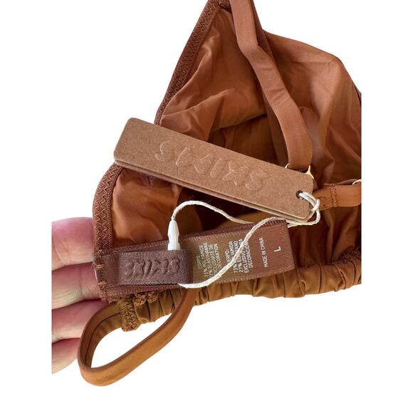 NWT Skims Sheer Front Closure Triangle String Bralette in Copper Brown Sz Large - Picture 5 of 7
